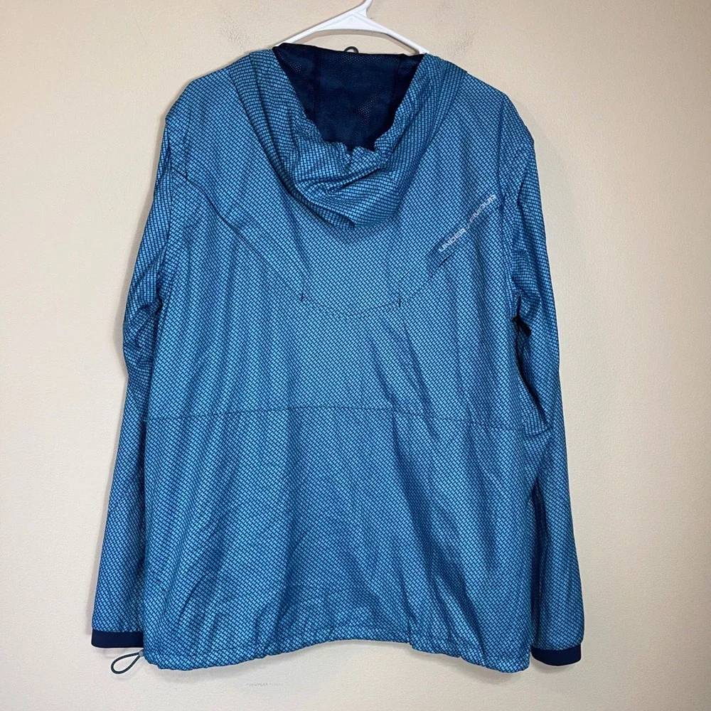 Under Armour Mens‎ Blue Geometric 1/4 Zip Hooded Windbreaker Jacket M Fitted